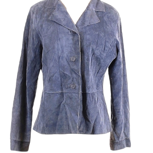 ❄️Leather Jacket in a Gorgeous Blue by Brandon Thomas - Picture 2 of 10